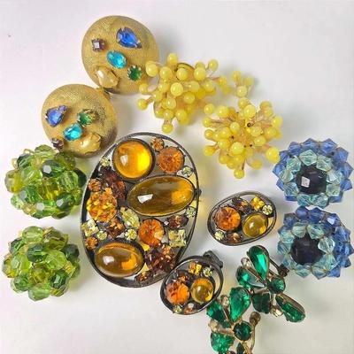 Vintage Sterling Silver & Costume Jewelry Clip Earrings: Accessocraft, Vogue, Marvella, Italian