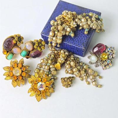Vintage Miriam Haskell & More Costume Jewelry Clip Earrings