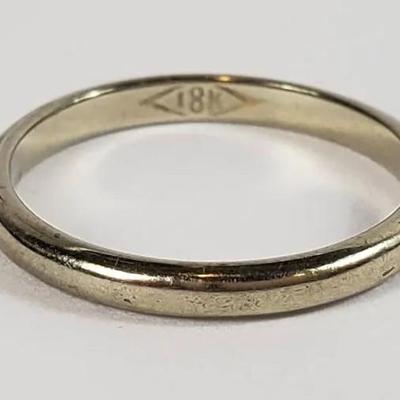 18K White Gold 1.1mm Band Ring - Size 4.75