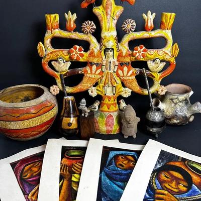 Central & South American Art & Decor - Candelabra, Pre-Columbian Style Figures, More
