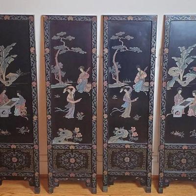Asian Carved Wood Screen Wall Panels