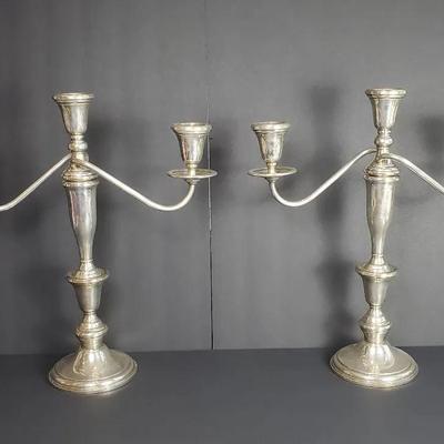 Sterling Silver Baldwin & Miller Weighted Convertible Candelabras