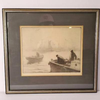 Gordon Grant Pencil Signed Print “Fog Over Gloucester”