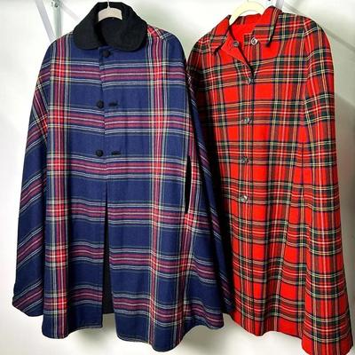 Vintage Plaid Reversible Ponchos (2) - Size S/M