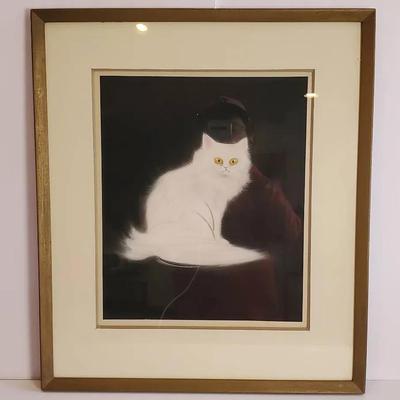 Original Painting Of White Long-Haired Cat 
