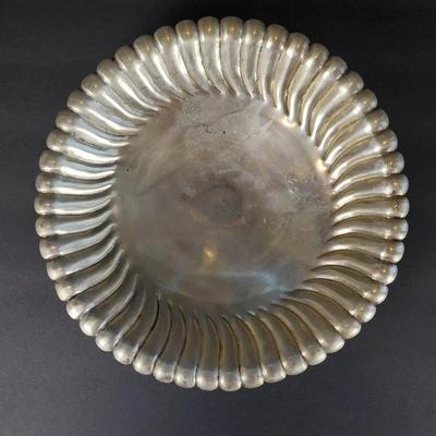 800 Silver (Tested) Scalloped & Footed Bowl 9.5” Diameter