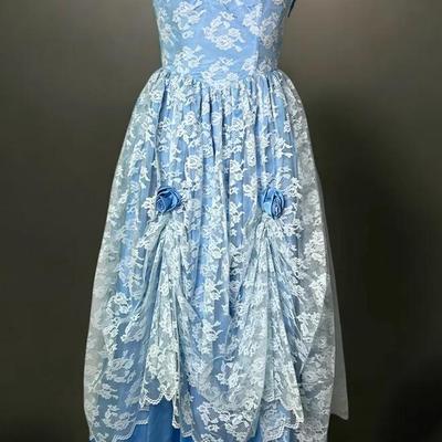 Vintage Formal Strapless Lace Overlay Dress - Size XS/S