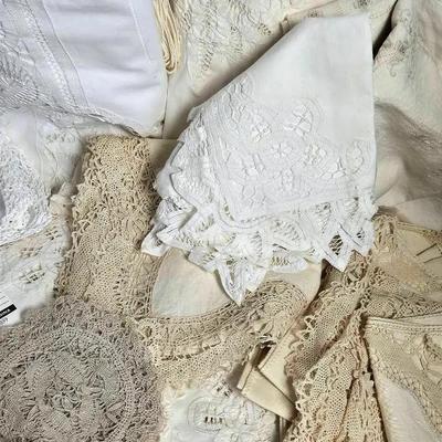 Vintage Belgian & Battan Lace, Tatted & Crocheted Fine Table Linens 