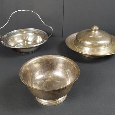 Sterling Silver Holloware - Bowl, Basket & Covered Bowl - 302 grams