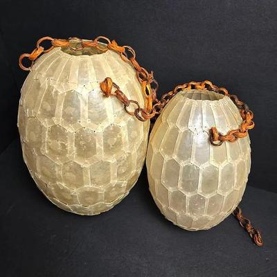 Vintage Capiz Shell Pendant Shades 