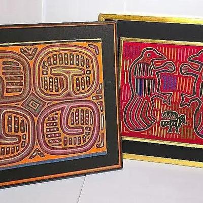 Mola Textile Panels From Panama - Framed 