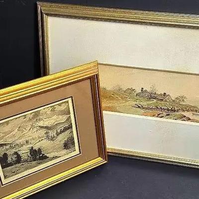 Lyman Byxbe “First Glimpse Of Long’s Peak” Pencil Signed Print Plus Watercolor Landscape