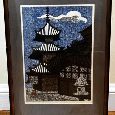 Kiyoshi Saito Japanese Woodblock Print “Pagoda”