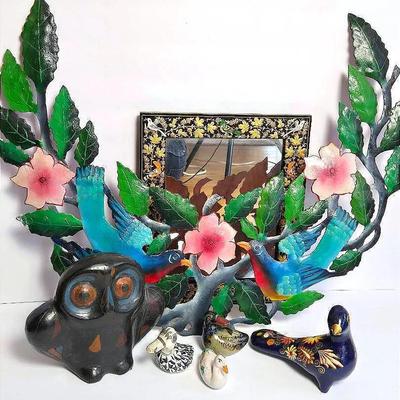 International Bird Decor: Kashmiri Mirror 10x12”, Mexican Figurines & More 