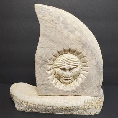 Norman Young Carved Antler Inuit Figurine - 7” Tall
