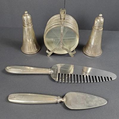 Sterling Silver Weighted Shakers, Utensils & Coasters