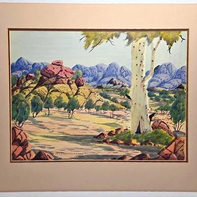 Benjamin Landara Signed Watercolor Landscape Painting