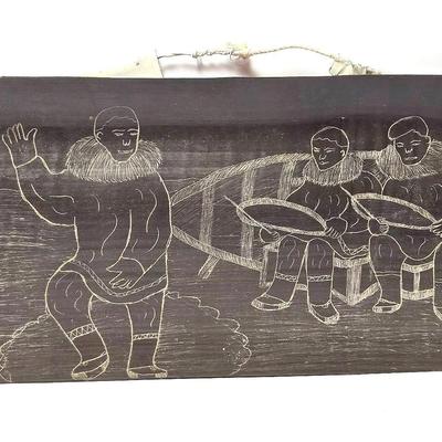 Betty Hughey Signed Scrimshaw Panel - 5.5x11”, Barrow, Alaska