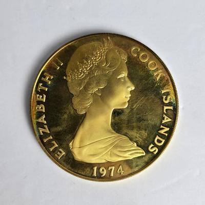 Sterling Silver Proof 1974 Cook Islands $50 Churchill Coin, Uncirculated with Certificate