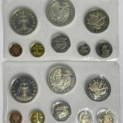 Franklin Mint 1973 Barbados Proof Sets With Sterling & 800 Silver Coins