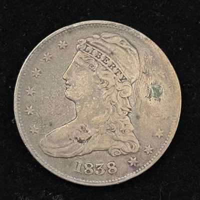 1838 Capped Bust Half Dollar - Filled Hole