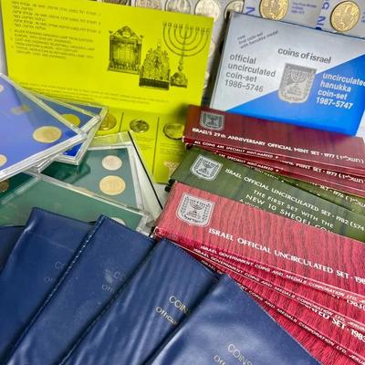 Israel Uncirculated Coin Sets 1976-1990, Plus Hanukkah & Trade Coin Sets 