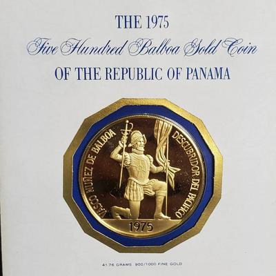 .900 Gold 1975 Panama 500 Balboas Coin with Certificate