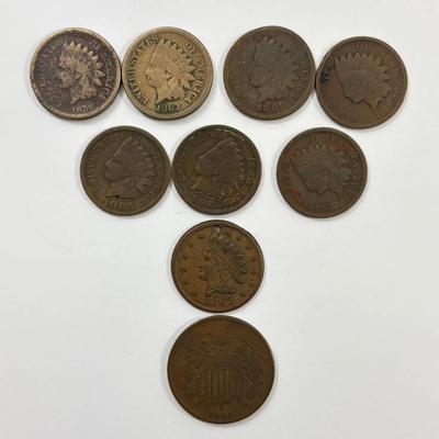 Indian Head Pennies 1859-1907, Two-Cent Piece 1864 & Not One Cent Token 1863
