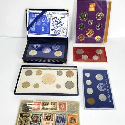 Foreign Coins & Stamps: Last Coins Of East Germany Set, UK, Monnaie De Paris & More
