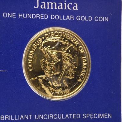 .900 Gold 1975 Jamaica $100 BU Coin 