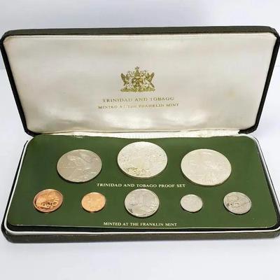 Trinidad & Tobago 1975 8 Coin Proof Set With Sterling Silver Coins