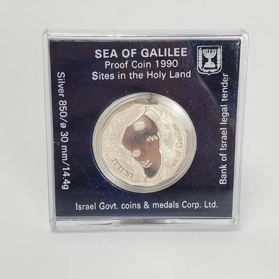 850 Silver 1990 Sea Of Galilee Israeli 1 Sheqel Proof Coin 