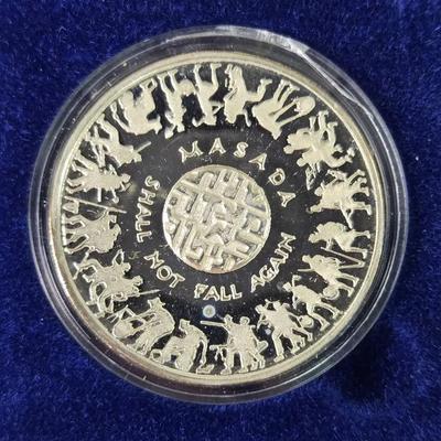 935 Silver Israel Masada Medal With COA