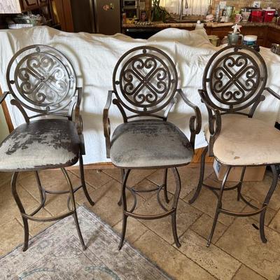 Sale Photo Thumbnail #123: Gently used Swivel Metal Bar Stools, seat need to be recover.