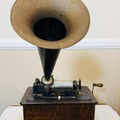 Edison  Standard Phonograph  This antique device was designed to play sound recordings from wax or celluloid cylinders.  Introduced in...