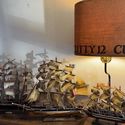 3 vintage Ship Models