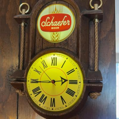 Schaeffer Beer Plastic Advertising Clock