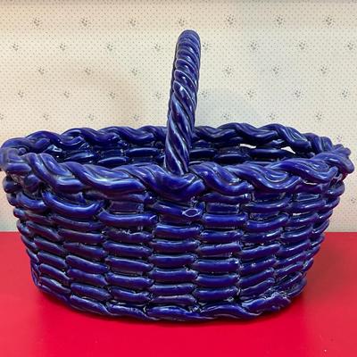 Deep Blue Ceramic Basket 