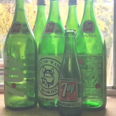 7up University of WA Huskies Bottles c. 1970s