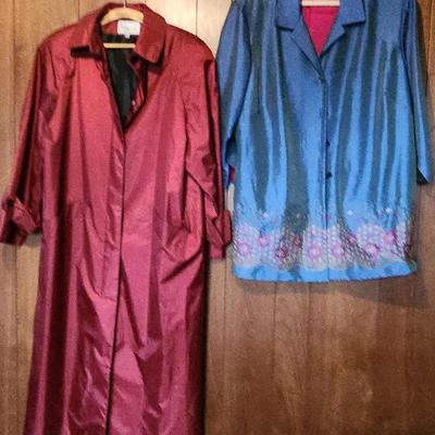 Donna Ricco Blue Embroidered Jacket & Nordstrom Point of View Raincoat 