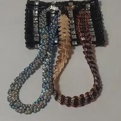 Vintage Beaded Neckware and Black Cuff 