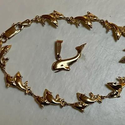 Dolphin Bracelet & Whale Pendant-Tiny
