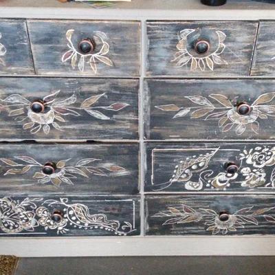Rustic Boho Painted Storage Chest