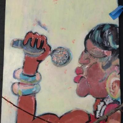 Bold Hand-Painted Portrait of a Singer