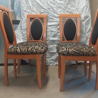 Modern Dining Chairs Leaf Pattern Upholstery 