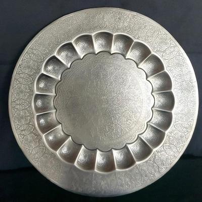 TWO SILVER-TONED METAL TRAYS