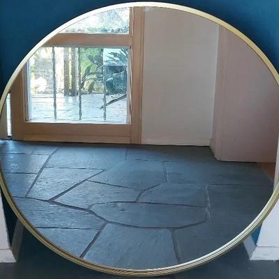 ROUND GOLD METAL WALL MIRROR 