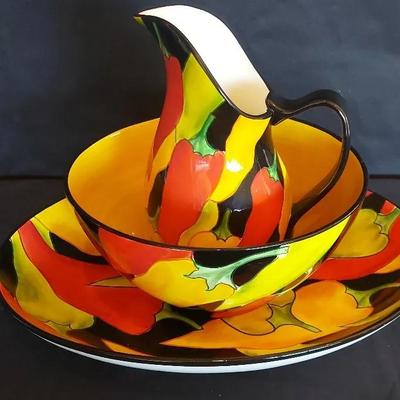 CLAY ART CALIENTE PITCHER AND BOWLS