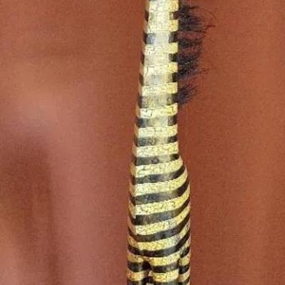 TALL WOODEN FLOOR GIRAFFE SCULPTURE 