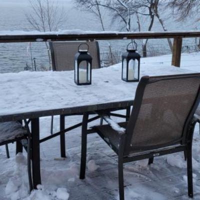 Sale Photo Thumbnail #143: Stone Top Patio Table and Chairs 